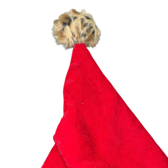 Cheetah animal print leopard fur Santa hat adult - Picture 2 of 3